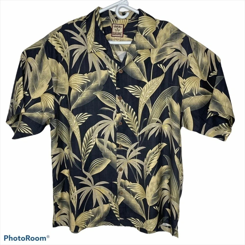 Tommy Bahama Palm Print Silk Shirt Sz: L